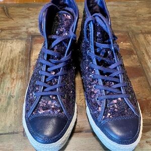 Converse All Stars Purple Sequin Hightops W’s 7